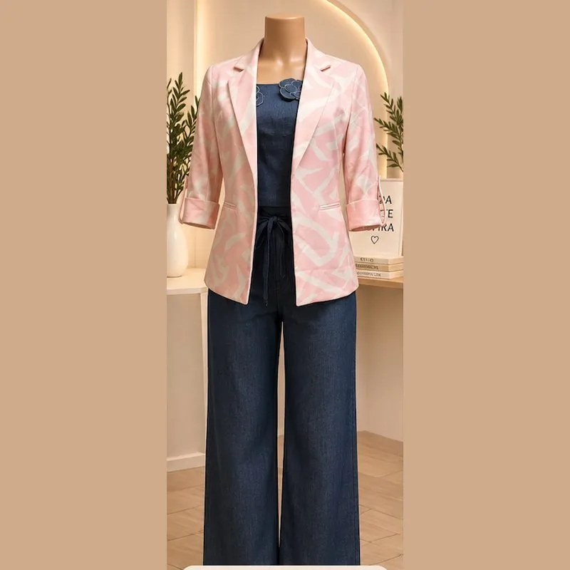 Blazer rosa estampado