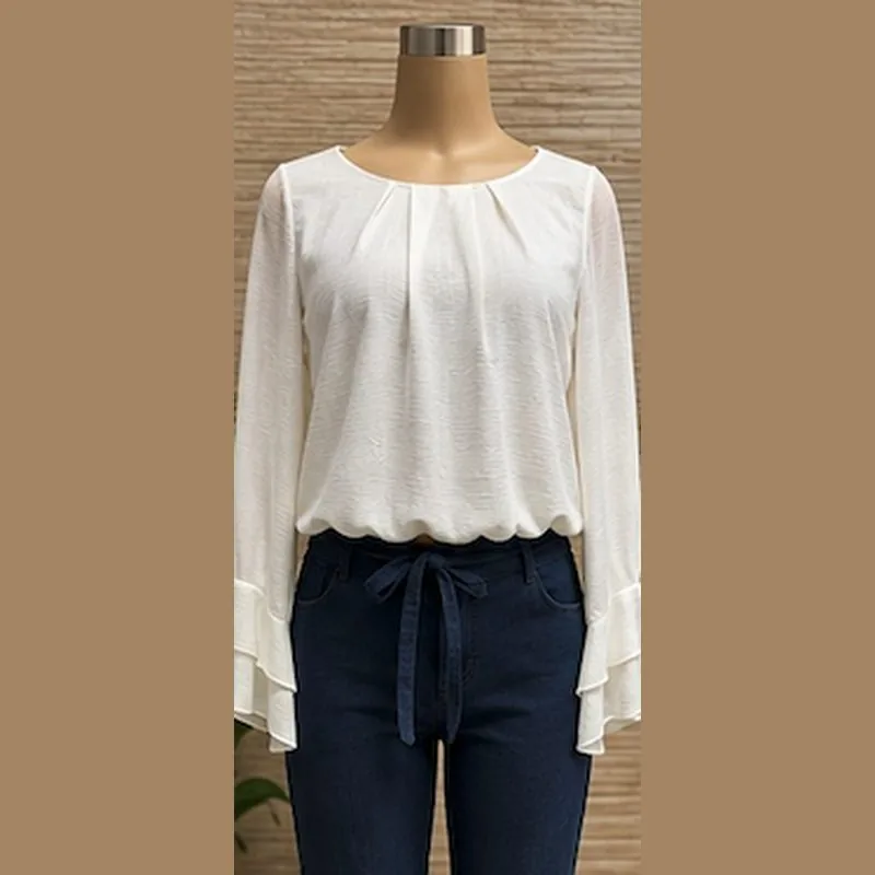 Blusa blanca cuello redondo