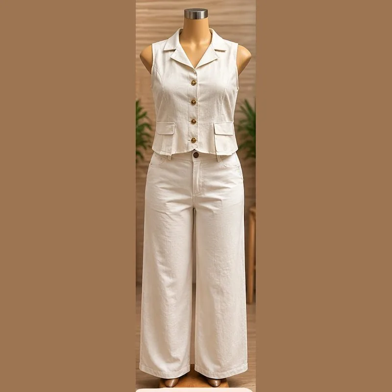Conjunto chaleco y pantalón blanco