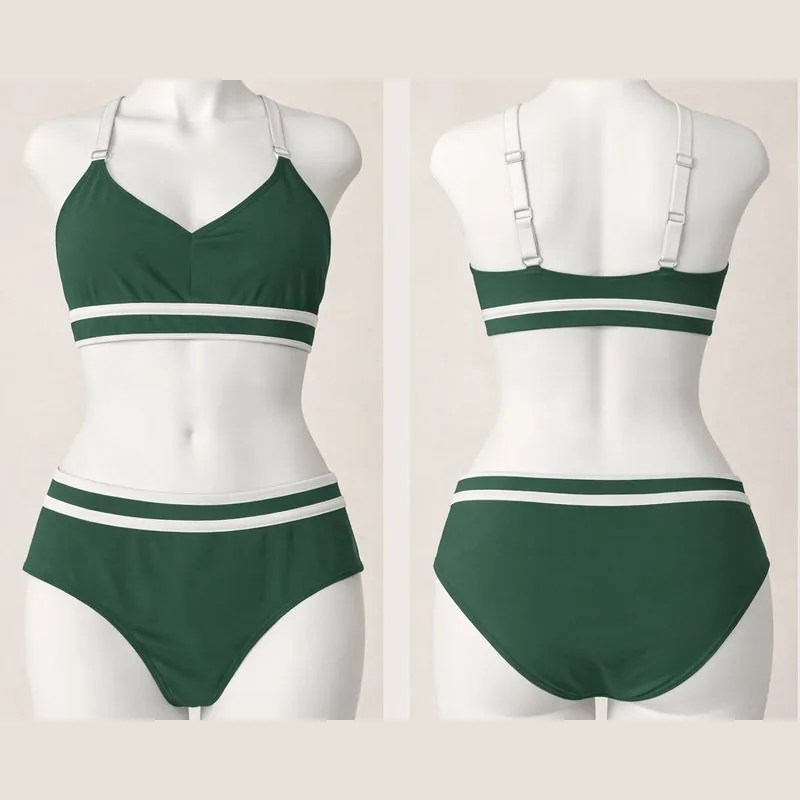 Bikini verde con franjas