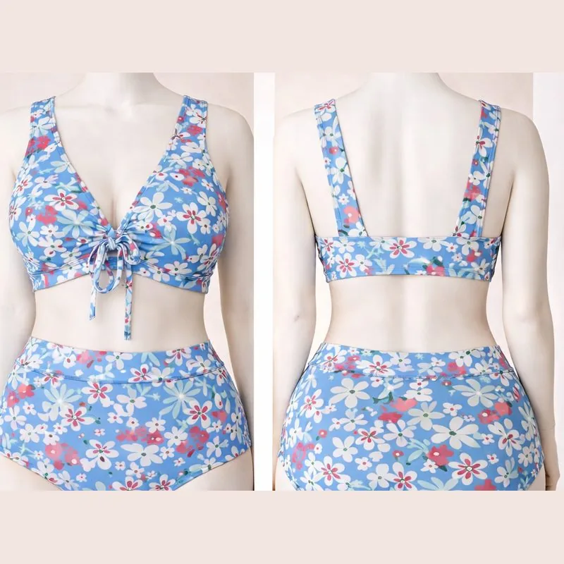 Bikini floral celeste